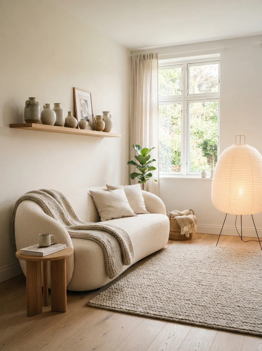 7. Scandinavian Calm With Minimal Ceramic Decor