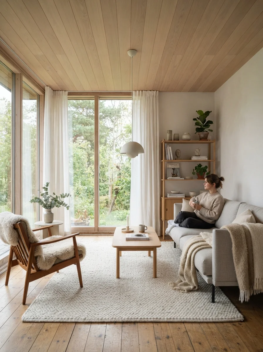 2. Scandinavian White Oak Minimalist Haven