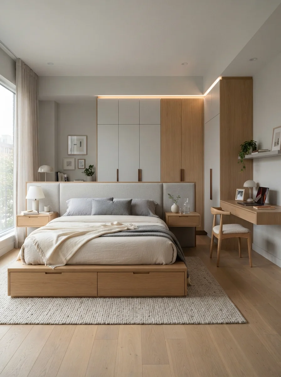 8. Smart Luxury Bedroom With Hidden Storage Solutions