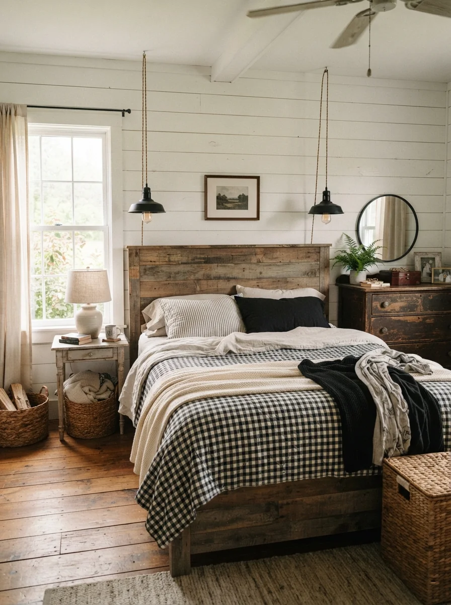 5. Soft Black and White Farmhouse Escape