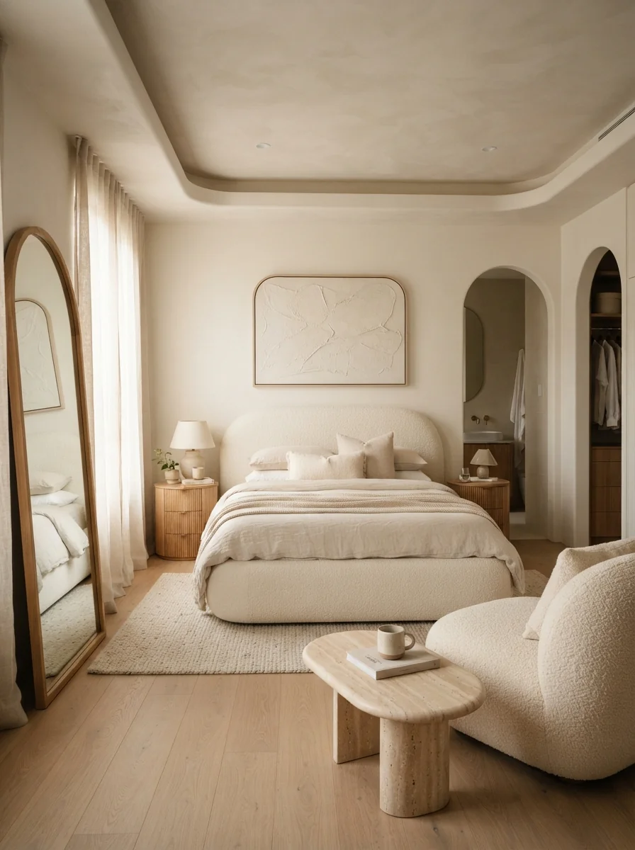 6. Soft Contemporary Bedroom With Curved Furniture