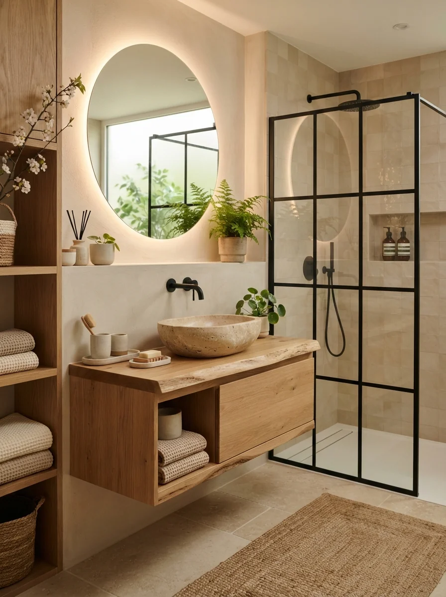 4. Spa-Inspired Organic Bathroom Sanctuary