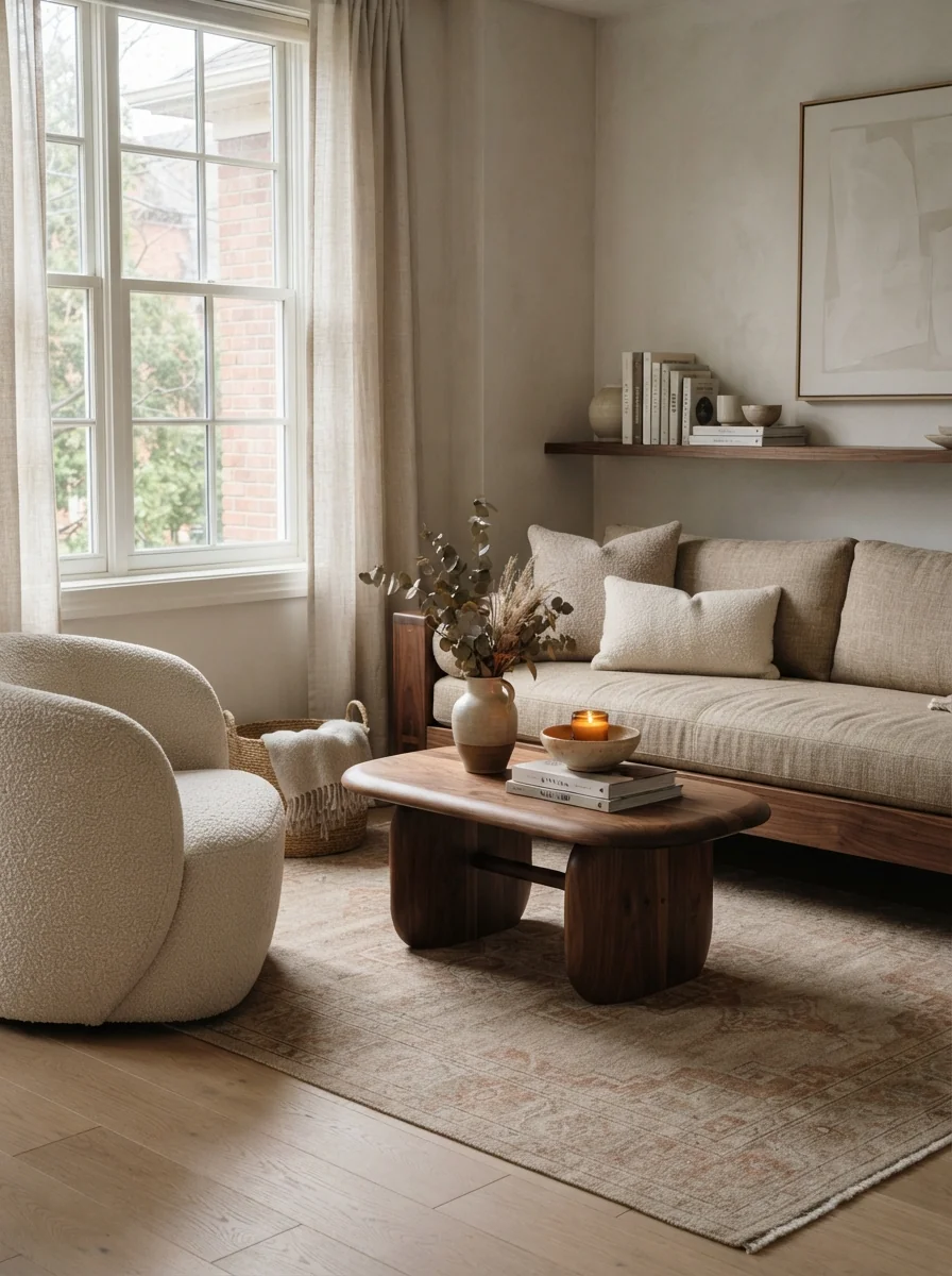 Start With Warm Wood and Simple Furniture