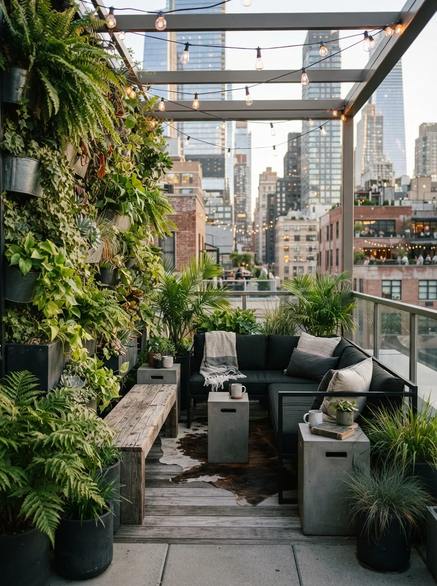 8. Urban Industrial Patio With Green Accents