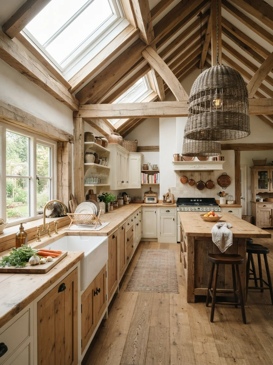 4. Vaulted Ceiling With Rustic Farmhouse Appeal