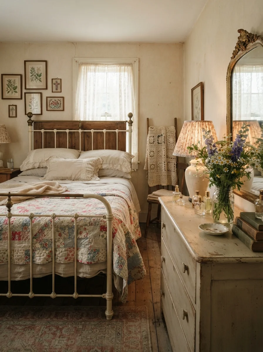 5. Vintage Cottage Bedroom Full Of Character