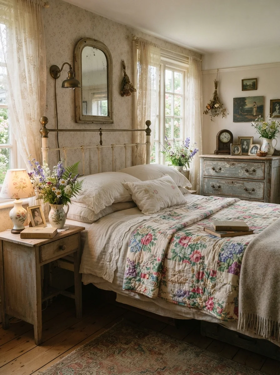 4. Vintage Cottage Haven Filled With Charming Layers
