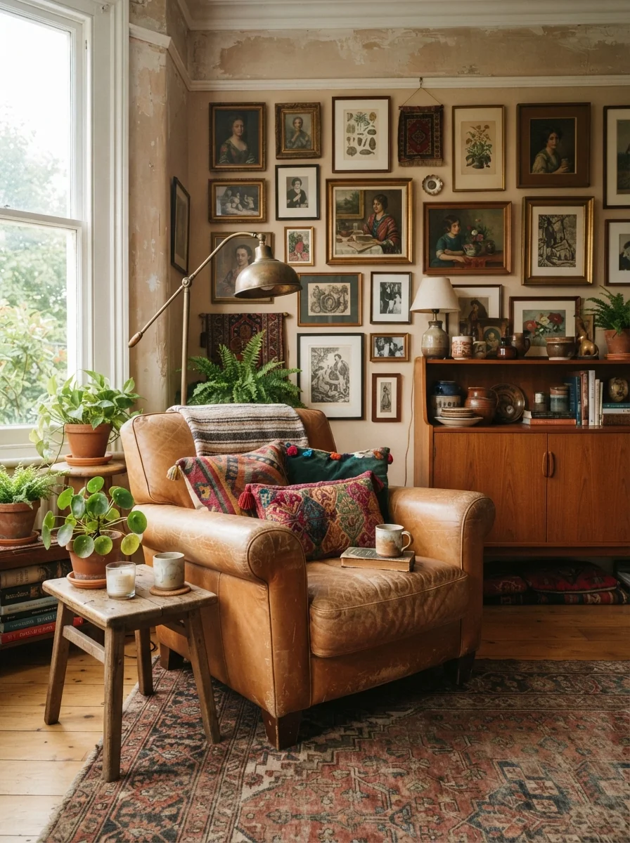 2. Vintage Eclectic Boho Lounge