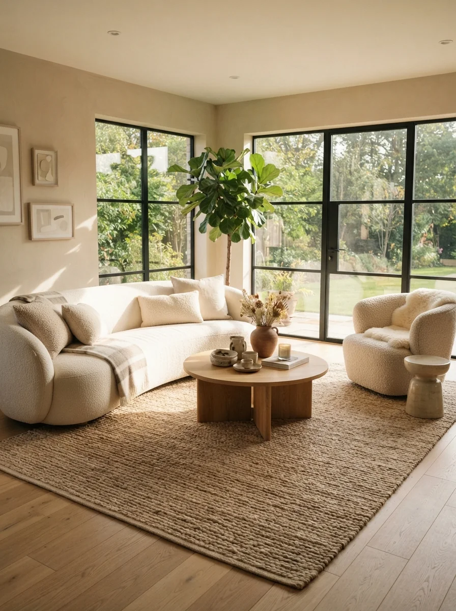 1. Warm Neutral Retreat With Soft Curves